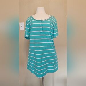 Torrid Green Striped Ribbed Henley Size 2x